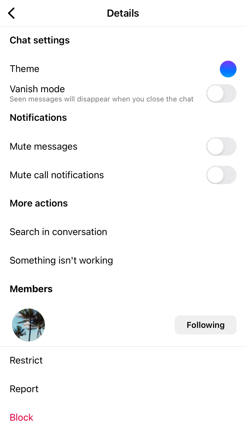 app settings